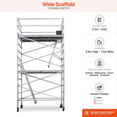 4.3m - 4.6m Wide Aluminium Mobile Scaffold Base Tower